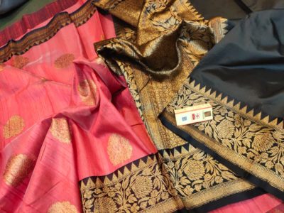 Latest banarasi tussar sarees with blouse (4)