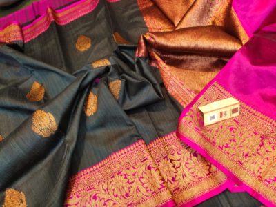Latest banarasi tussar sarees with blouse (6)