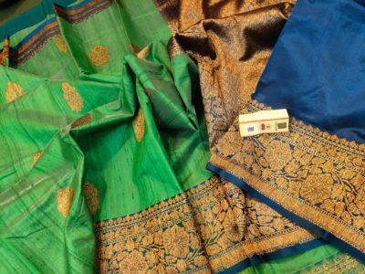 Latest banarasi tussar sarees with blouse (7)