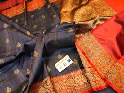 Latest banarasi tussar sarees with blouse (8)