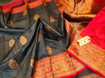 Latest banarasi tussar sarees with blouse (9)