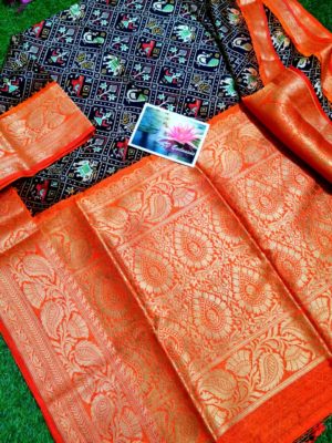 Latest jute silk ikkat weaving sarees (1)
