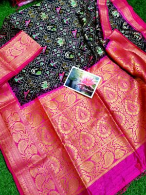 Latest jute silk ikkat weaving sarees (6)