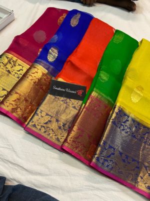 Latest kanchi organza sarees with blouse (1)