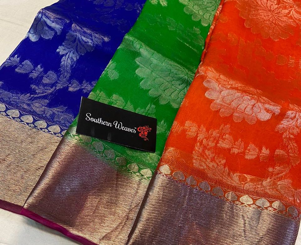 Latest kanchi organza sarees with blouse (11)