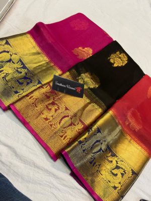 Latest kanchi organza sarees with blouse (14)