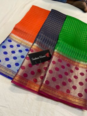 Latest kanchi organza sarees with blouse (16)