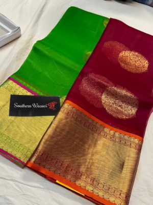 Latest kanchi organza sarees with blouse (2)