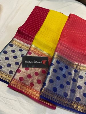 Latest kanchi organza sarees with blouse (9)