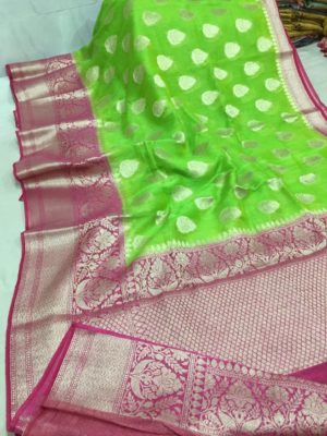 Latest linen banarasi sarees with blouse (10)