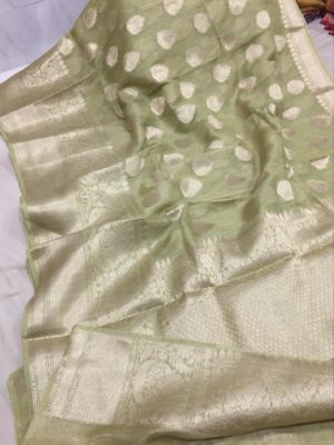 Latest linen banarasi sarees with blouse (14)