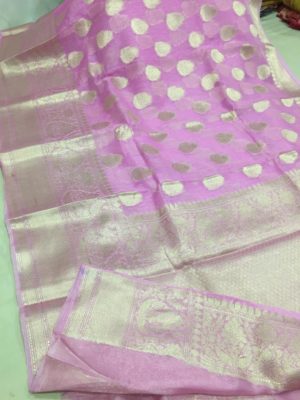 Latest linen banarasi sarees with blouse (19)