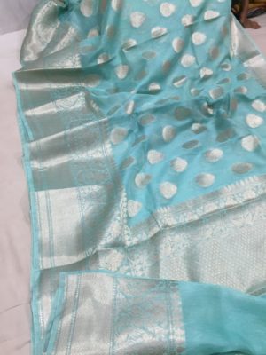 Latest linen banarasi sarees with blouse (23)