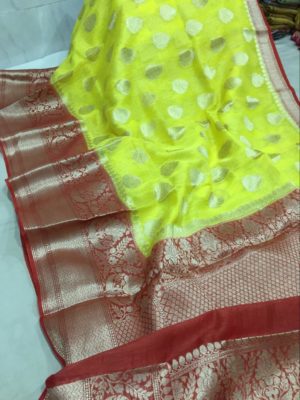 Latest linen banarasi sarees with blouse (25)