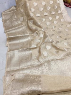 Latest linen banarasi sarees with blouse (26)