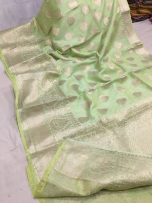 Latest linen banarasi sarees with blouse (6)