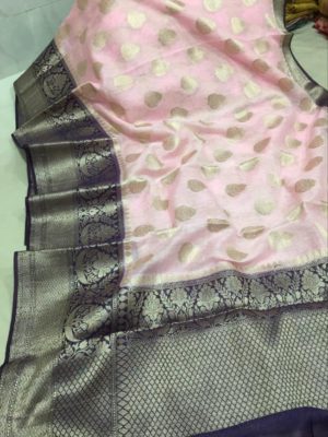 Latest linen banarasi sarees with blouse (9)