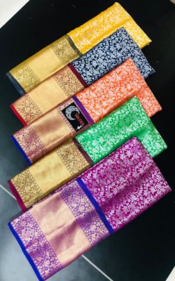 Latest lite weight pattu sarees with blouse (4)