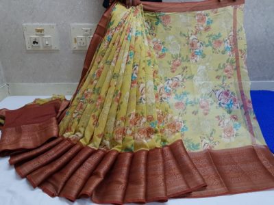 Latest printed silk linen sarees (10)