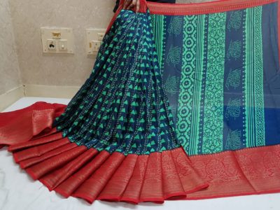 Latest printed silk linen sarees (4)