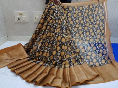 Latest printed silk linen sarees (7)