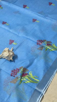 Latest pure linen embroidary sarees (14)