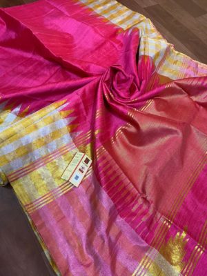 Latest rawsilk gold and silver checks sarees (8)