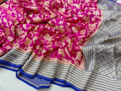 Latest semi chiffon sarees with blouse (3)