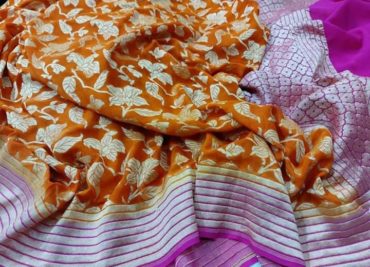 Latest semi chiffon sarees with blouse (4)