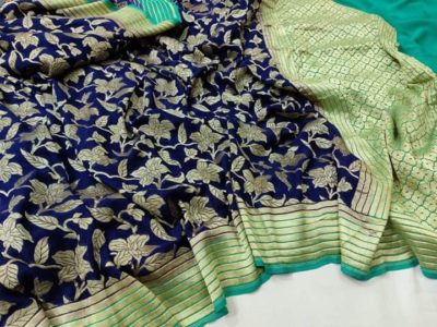 Latest semi chiffon sarees with blouse (7)
