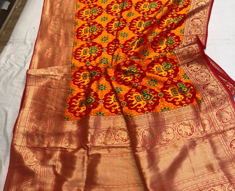 Latest spun silk patola weaving sarees (2)