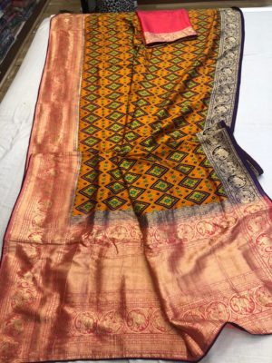 Latest spun silk patola weaving sarees (5)