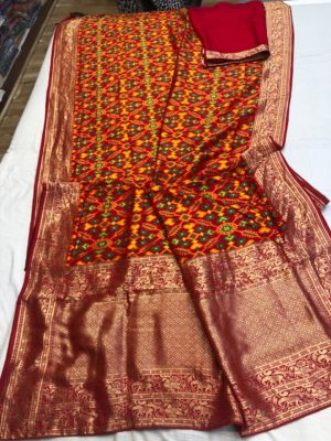 Latest spun silk patola weaving sarees (6)