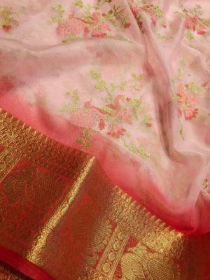 Latest tissue organza sarees with blouse (4)