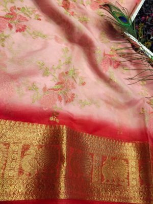 Latest tissue organza sarees with blouse (5)