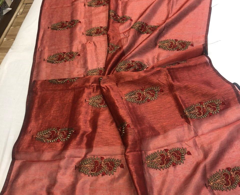 Lite weight jute silk sarees with blouse (4)