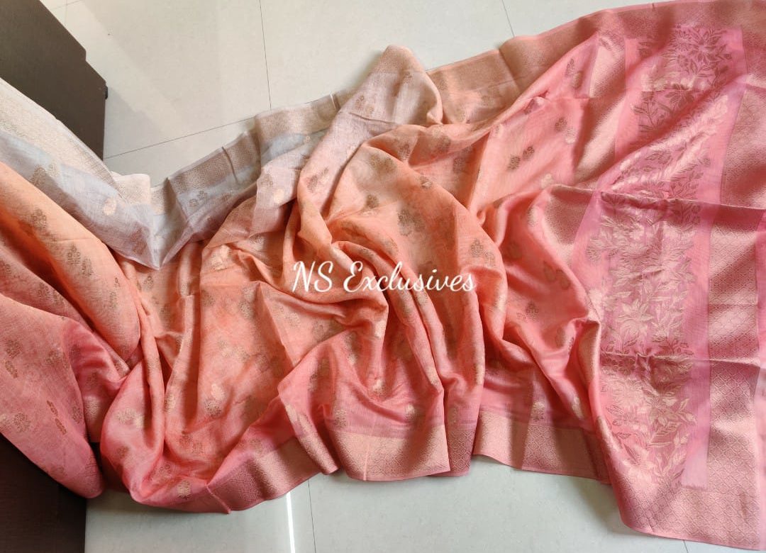 Organza linen silk in pastal shades with blouse (5)