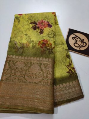 Pure chanderi floral print sarees with blouse (9)