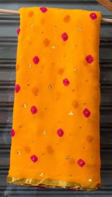 Pure chiffon sarees with bandej butti (3)