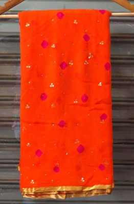 Pure chiffon sarees with bandej butti (4)