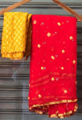 Pure chiffon sarees with bandej butti (8)