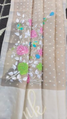 Pure handloom kora sarees with embroidary (13)
