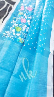 Pure handloom kora sarees with embroidary (14)