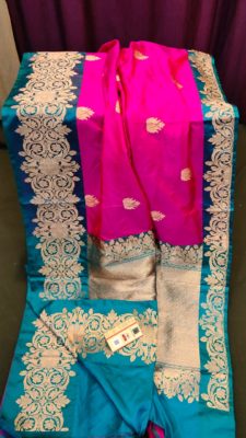Pure handloom tussar silk sarees with blouse. (42)