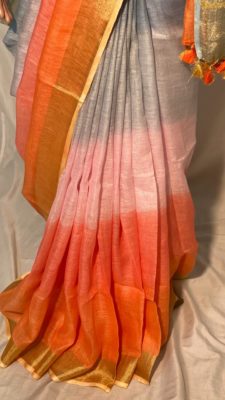 Pure linen shaded colors with blouse (15)
