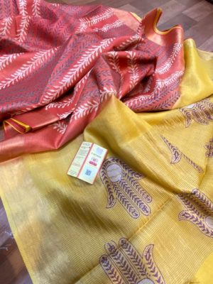 Pure tussar block printed sarees (18)