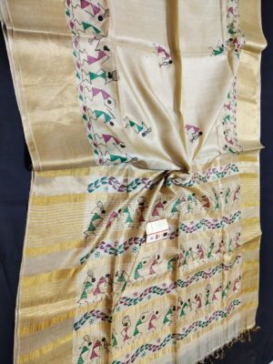 Pure tussar hand painting sarees with blouse (2)