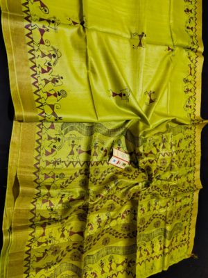 Pure tussar hand painting sarees with blouse (4)