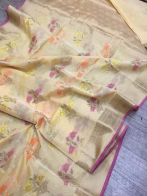 Banarasi cotton mix sarees with blouse(8)