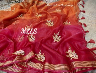 premium kora organza with beautiful shades with blouse (7)